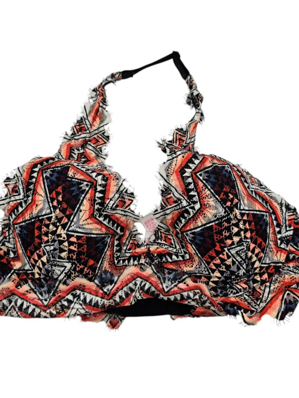 PINK by Victorias Secret Sz XS Lightly Lined Bralette Bra Halter Lace Chevron